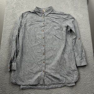 Duluth Trading Co Gray Striped Button Down Shirt